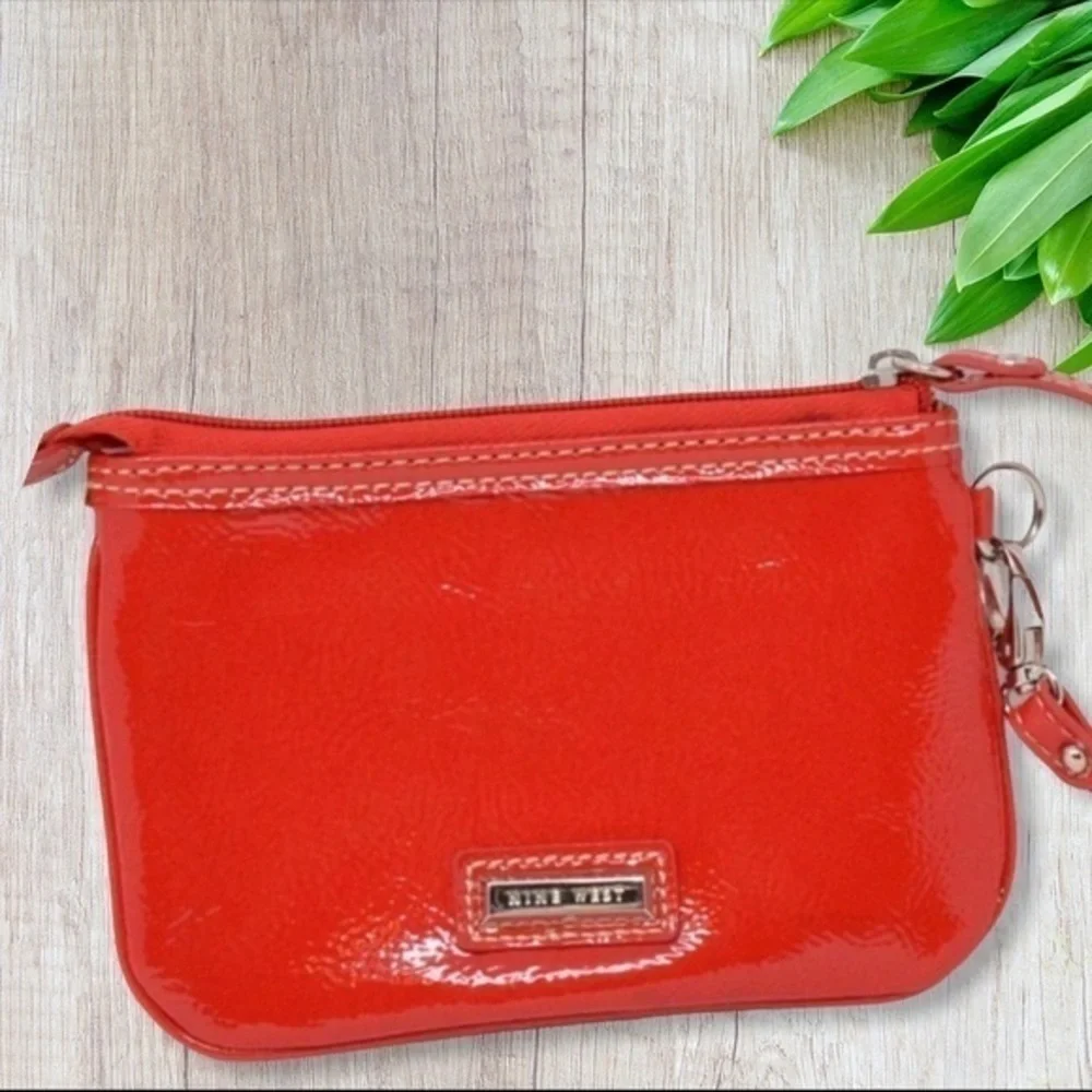Nine West Red Vegan Patent Leather‎ Wristlet/Clutch